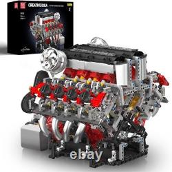 10130 V8 Engine Model Kit, Surper Car Engine That Works with Motor, Buildabe STE
