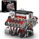10130 V8 Engine Model Kit, Surper Car Engine That Works With Motor, Buildabe Ste