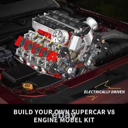 10130 V8 Engine Model Kit, Surper Car Engine That Works with Motor, Buildabe STE