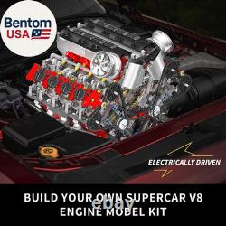 10130 V8 Engine Model Kit, Surper Car Engine That Works with Motor, Buildabe STE