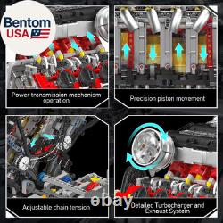 10130 V8 Engine Model Kit, Surper Car Engine That Works with Motor, Buildabe STE