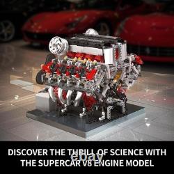 10130 V8 Engine Model Kit, Surper Car Engine That Works with Motor, Buildabe STE