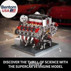 10130 V8 Engine Model Kit, Surper Car Engine That Works with Motor, Buildabe STE