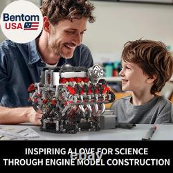 10130 V8 Engine Model Kit, Surper Car Engine That Works with Motor, Buildabe STE