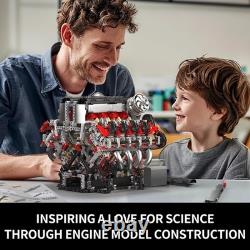 10130 V8 Engine Model Kit, Surper Car Engine That Works with Motor, Buildabe STE