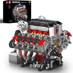 10130 V8 Engine Model Kit, Surper Car Engine That Works with Motor, Buildabe STE