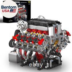 10130 V8 Engine Model Kit, Surper Car Engine That Works with Motor, Buildabe STE