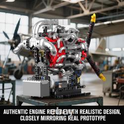 10211 Aircraft Engine Model That Works, 1147PCS Transmission Engine Battery/Moto