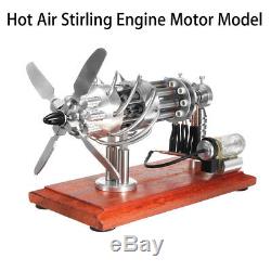 16 Cylinder Hot Air Stirling Engine Motor Model Education Aircraft Propeller Toy