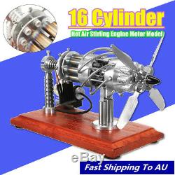16 Cylinder Hot Air Stirling Engine Motor Model Education Toy Aircraf Propeller