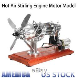 16 Cylinder Hot Air Stirling Engine Motor Model Innovative Aircraf Propeller Toy