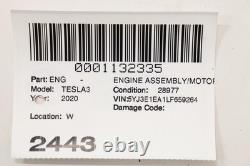 2017 2023 Tesla Model 3 Rwd 3du Rear Engine Motor Assembly Oem 109533700d