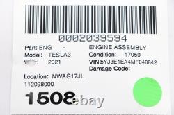 2019 2021 Tesla Model 3 Rear Electric Engine Motor Assembly Oem 112098000j