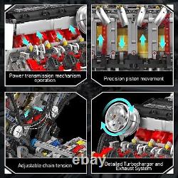 2718 Pcs Visible V8 Internal Combustion Ohc Engine Motor Working Model DIY Kit
