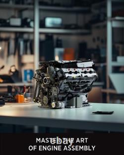 2725 Pcs Visible V8 Internal Combustion Ohc Engine Manual Working Model DIY Kit