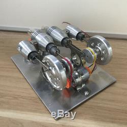 4 Cylinder Hot Air Stirling Engine Model Toy Micro V4 Engine Generator Motor Toy