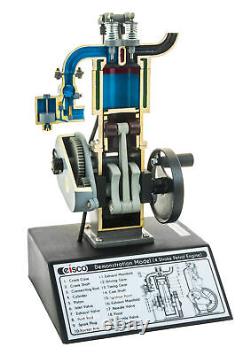 4 Stroke Gasoline Hand Crank Engine Model, Actuating Movable Parts, 13.75 Tall