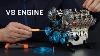 Building A V8 Gasoline Engine Mini Full Metal 8 Cylinder 4 Stroke Car Engine Model Kit Assembly