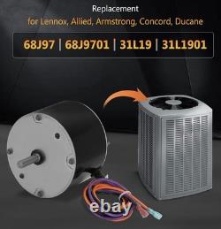 Condenser fan motor, model 68J97. 1/6 HP motor compatible with Lennox