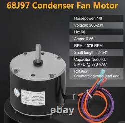 Condenser fan motor, model 68J97. 1/6 HP motor compatible with Lennox