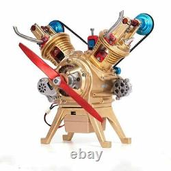 Creative Toy DIY Full Metal Assembly Engine Motor Kit V2 2-Cylinder Model Gift