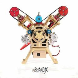 Creative Toy DIY Full Metal Assembly Engine Motor Kit V2 2-Cylinder Model Gift