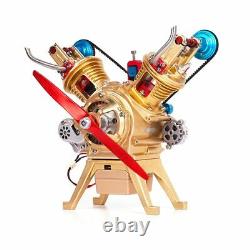 Creative Toy DIY Full Metal Assembly Engine Motor Kit V2 2-Cylinder Model Gift