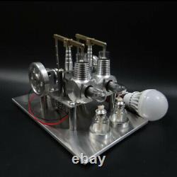 DIY Hot Air Stirling Engine Model Toy Mini 2 Cylinde Engine Generator Motor Toy