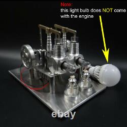 DIY Hot Air Stirling Engine Model Toy Mini 2 Cylinde Engine Generator Motor Toy