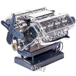 DIY Mini V8 Engine Model Kit Metal Assembly Motor Toy Silver Display Set