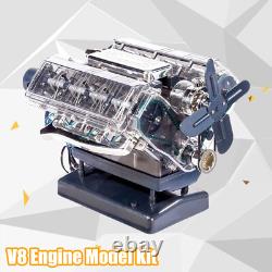 DIY Mini V8 Engine Model Kit Metal Motor Assembly Toy Display Silver Set