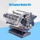 Diy Mini V8 Engine Model Kit Working Miniature Motor Silver Assembly Model New