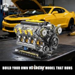 DIY Visible V8 Engine Model Building Kit for Mini Car Motor Assembly