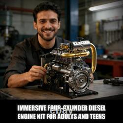 Diesel Engine Model Kit That Runs for Adults, MOC Mini Inline 4-Cylinder Diesel