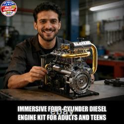 Diesel Engine Model Kit that Runs for Adults, MOC Mini Inline 4-Cylinder Diesel