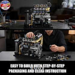 Diesel Engine Model Kit that Runs for Adults, MOC Mini Inline 4-Cylinder Diesel