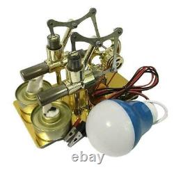 Double Cylinder Hot Air Stirling Engine Motor Model Toy Generator New R3A2 C9V4