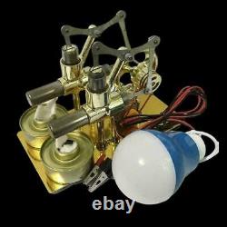 Double Cylinder Hot Air Stirling Engine Motor Model Toy Generator New R3A2 C9V4