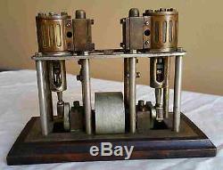 Early 1900's Miniature Vertical 2 Cylinder Marine Boat Steam Engine Motor Model
