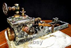 Early Antique 1860's Box Bed Vintage Steam Engine model hit miss cast toy motor