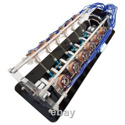 Electromagnet Engine Model 12 Coils V-Shaped Motor Model with LED Light 5V