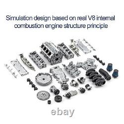 For Adults V8 Engine Full Metal Assembly Model Kit Internal Combustion DIY Hobby