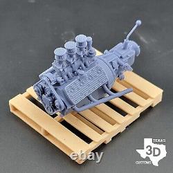 Ford Flathead V8 with 3x2 intake model engine resin 3D printed 124-18 scale