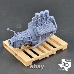 Ford Flathead V8 with 3x2 intake model engine resin 3D printed 124-18 scale