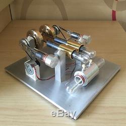 Hot Air Stirling Engine Model Toy 2-Cylinder DIY Electricity Generator Motor Toy