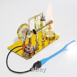 Hot Air Stirling Engine Motor Education Model Electricity Power Generator LED