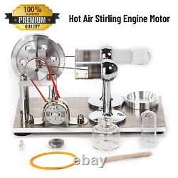 Hot Air Stirling Engine Motor Model Education Toy Electric Generator LED Lights