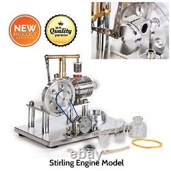 Hot Air Stirling Engine Motor Model Education Toy Electric Generator LED Lights