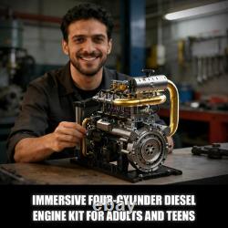 Inline 4-Cylinder Diesel Engine Model Kit With Motor 1029 Pcs STEM