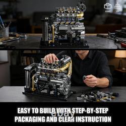 Inline 4-Cylinder Diesel Engine Model Kit With Motor 1029 Pcs STEM